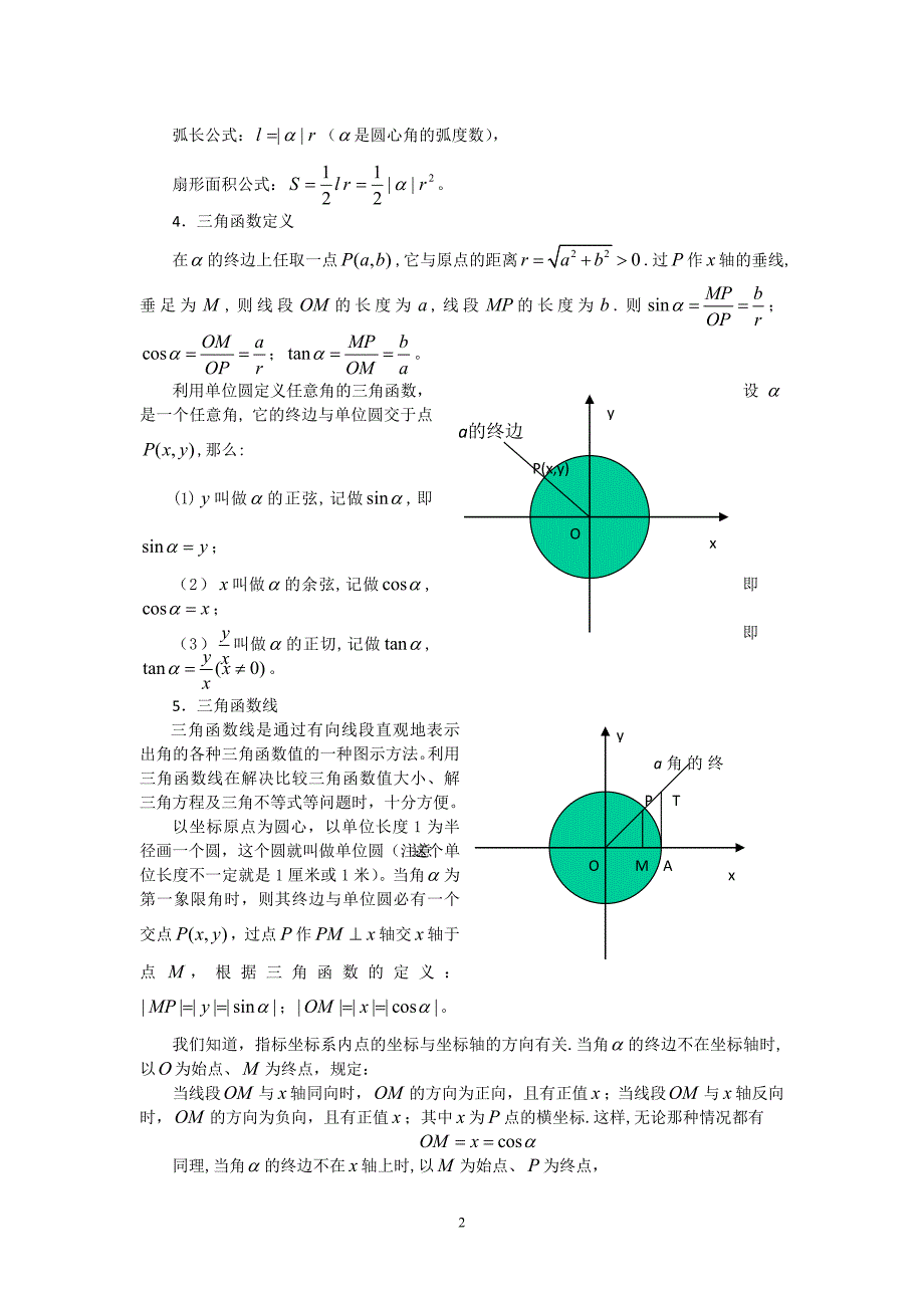 任意角的三角函数及诱导公式复习课教学设计_第2页