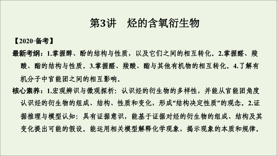 2020高考化学一轮复习第十二章第3讲烃的含氧衍生物课件新人教版_第1页