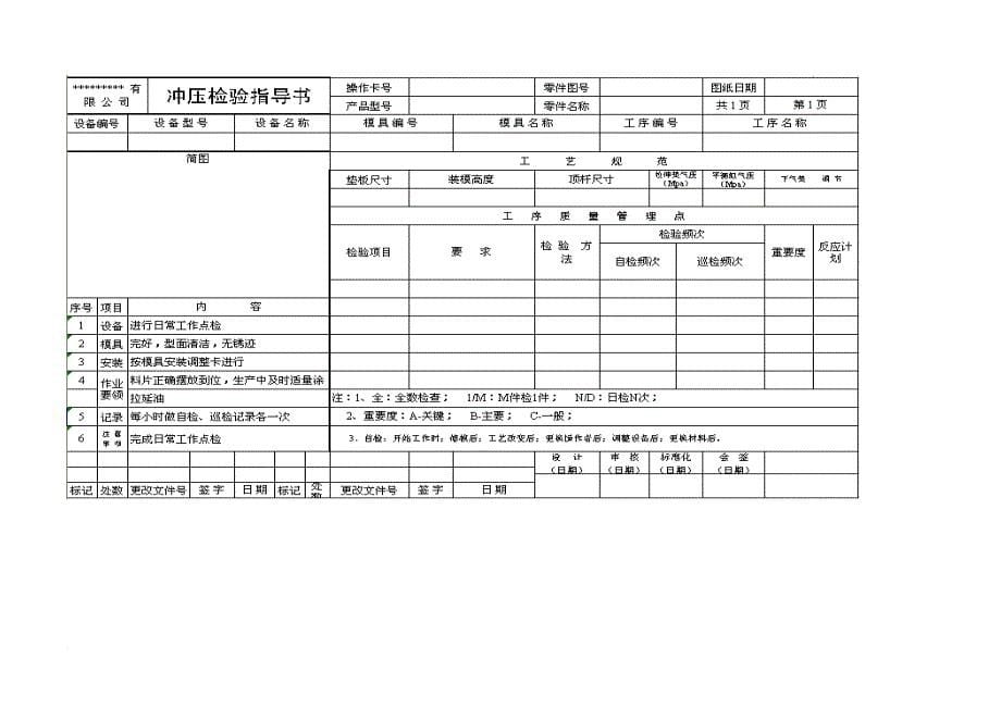 焊接冲压注塑机加冲压检验作业指导书表格2_第5页