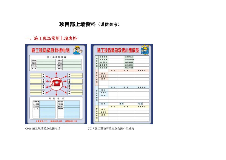 项目部上墙资料谨供参考_第1页