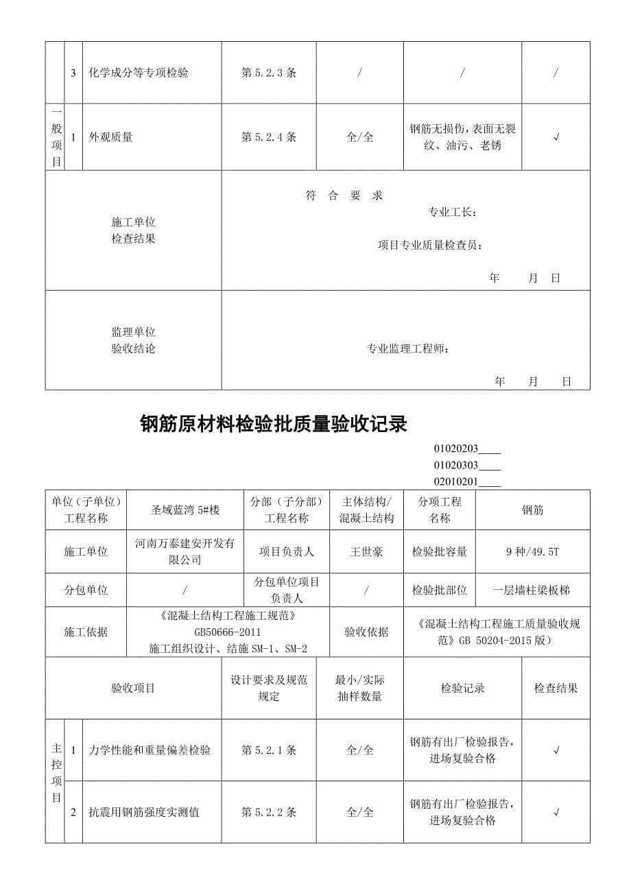 02010201钢筋原材料检验批质量验收记录_第5页