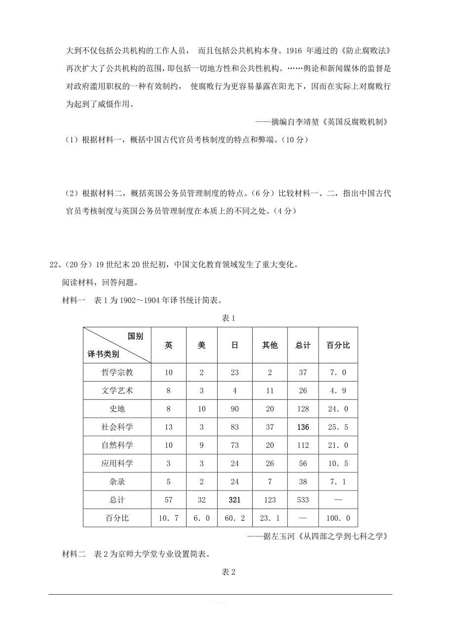 广东省2018-2019学年高二5月月考历史（文）试题含答案_第5页