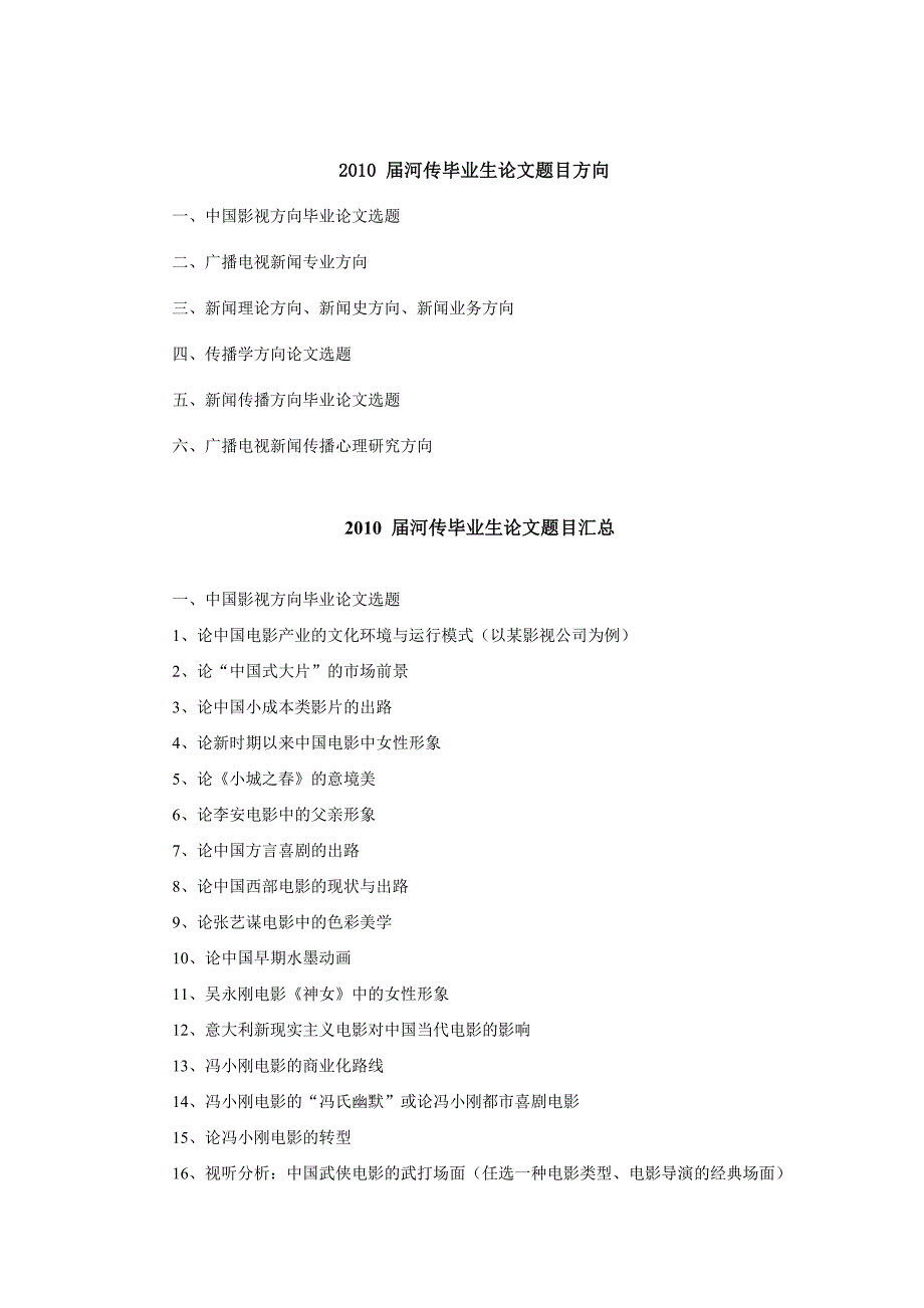 河北传媒学院毕业论文选题方向文档_第1页