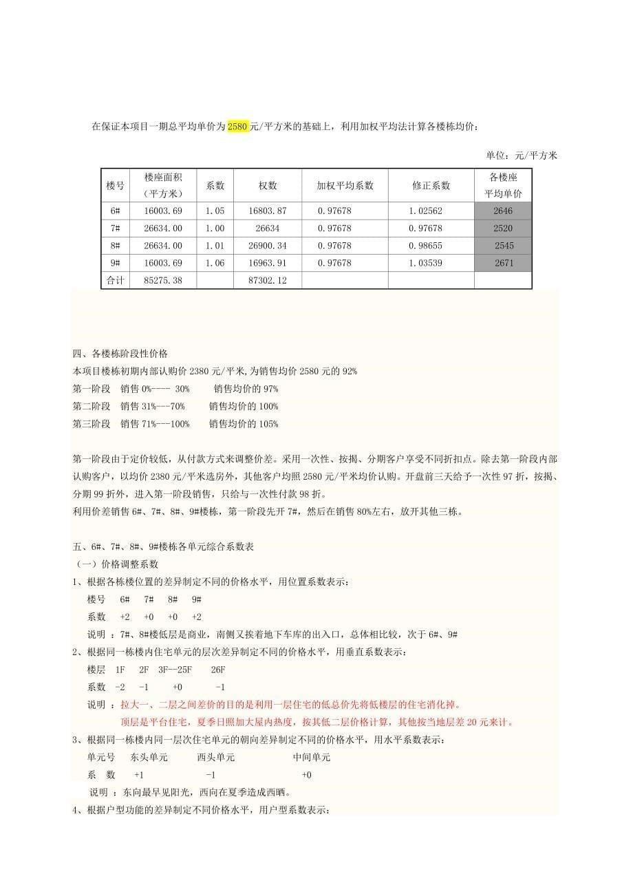 加美田园牧歌一期销售价格制定策略-(修复的)_第5页