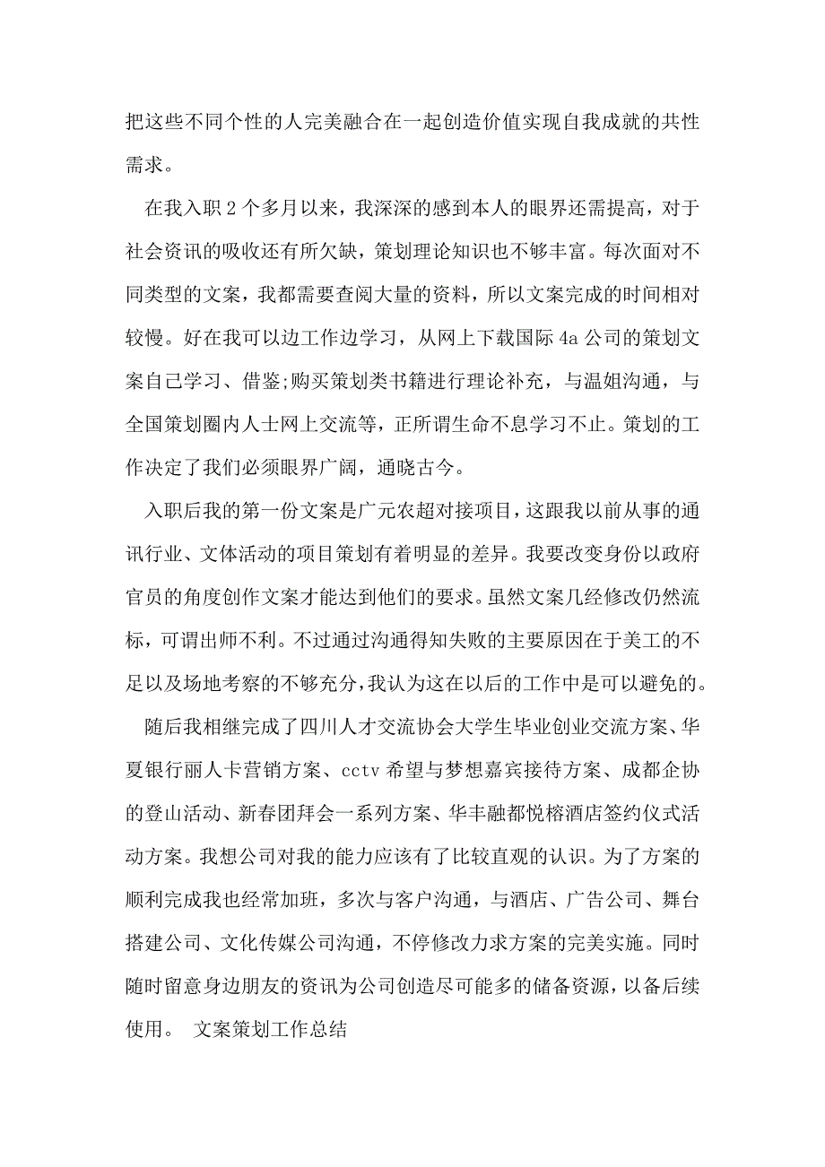 精选文案策划终工作总结_第2页