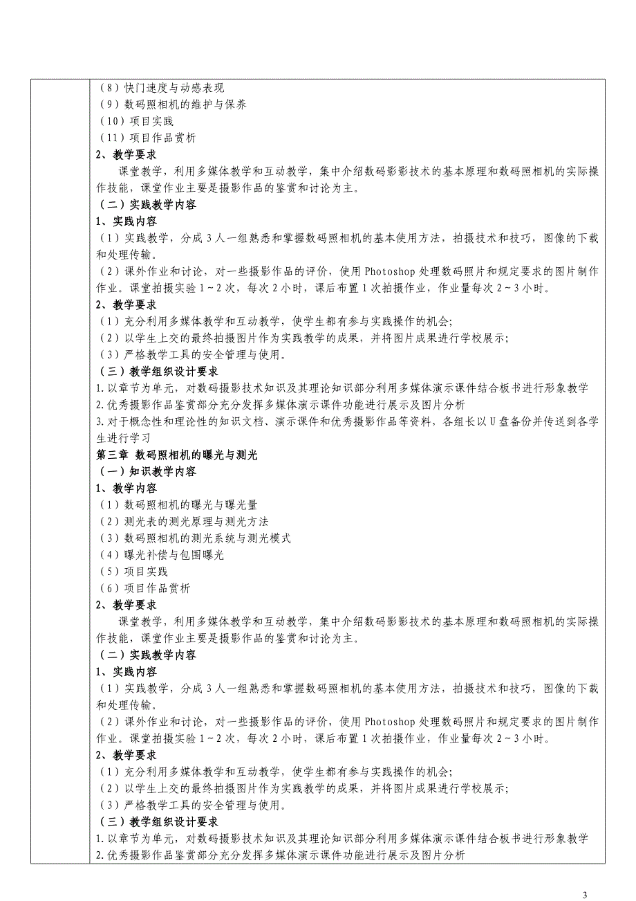 数码摄影技术课程教学大纲_第3页