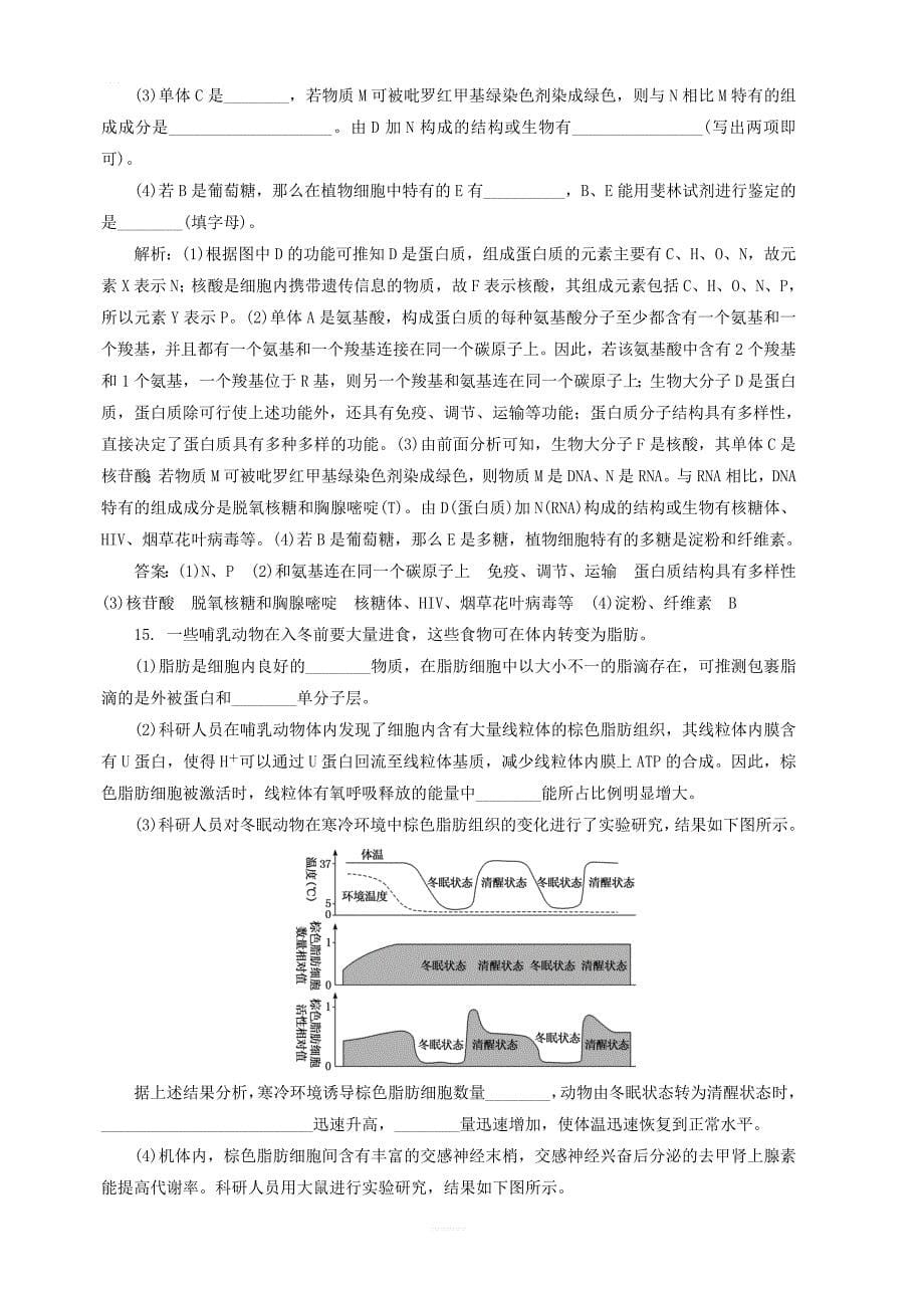 新课改版2020版高考生物一轮复习课下达标检测三核酸糖类与脂质含解析_第5页