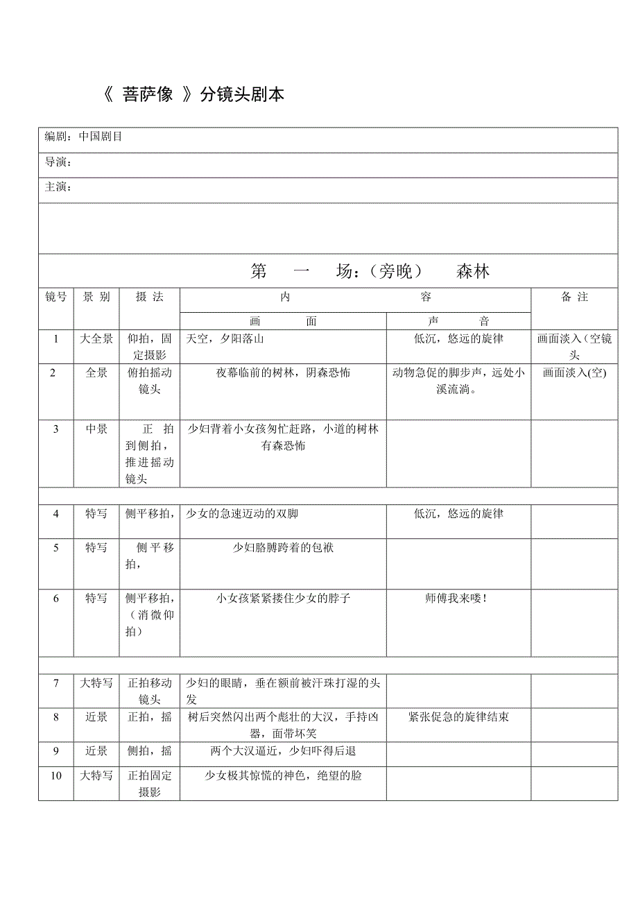 分镜头脚本表格 ——示例_第1页