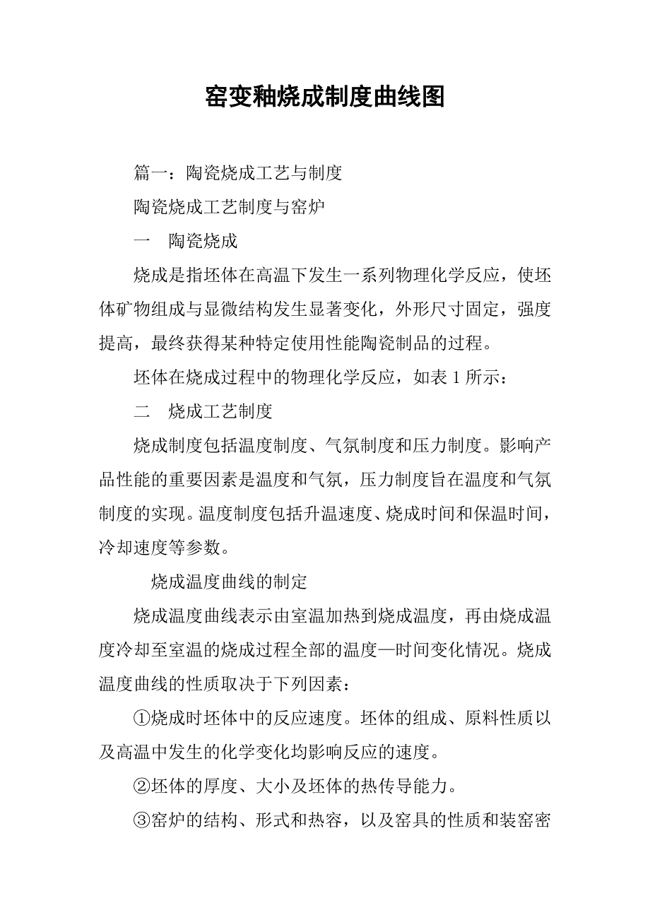 窑变釉烧成制度曲线图_第1页