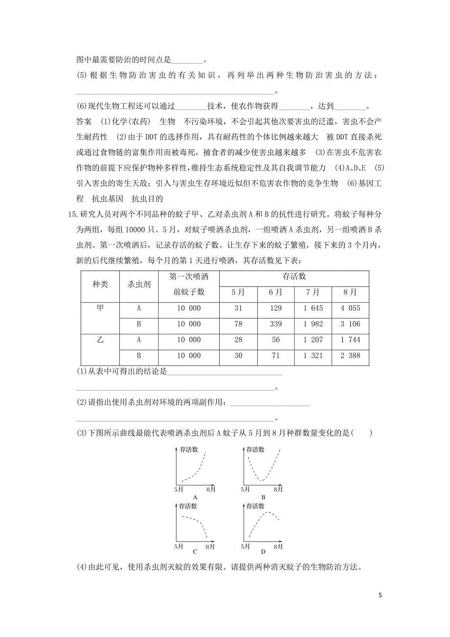 高中生物生物科学与农业23植物病虫害的防治原理和方法课时作业新人教版选修_第5页