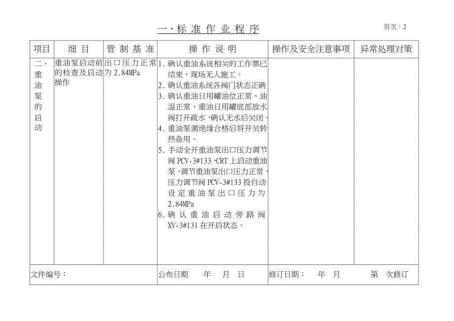 后石MHI锅炉重油系统启停标准作业程序暨工作安全分析REV.01(1)_第4页