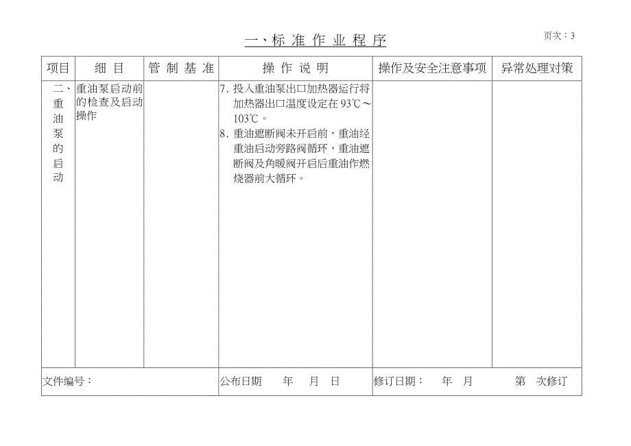 后石MHI锅炉重油系统启停标准作业程序暨工作安全分析REV.01(1)_第5页