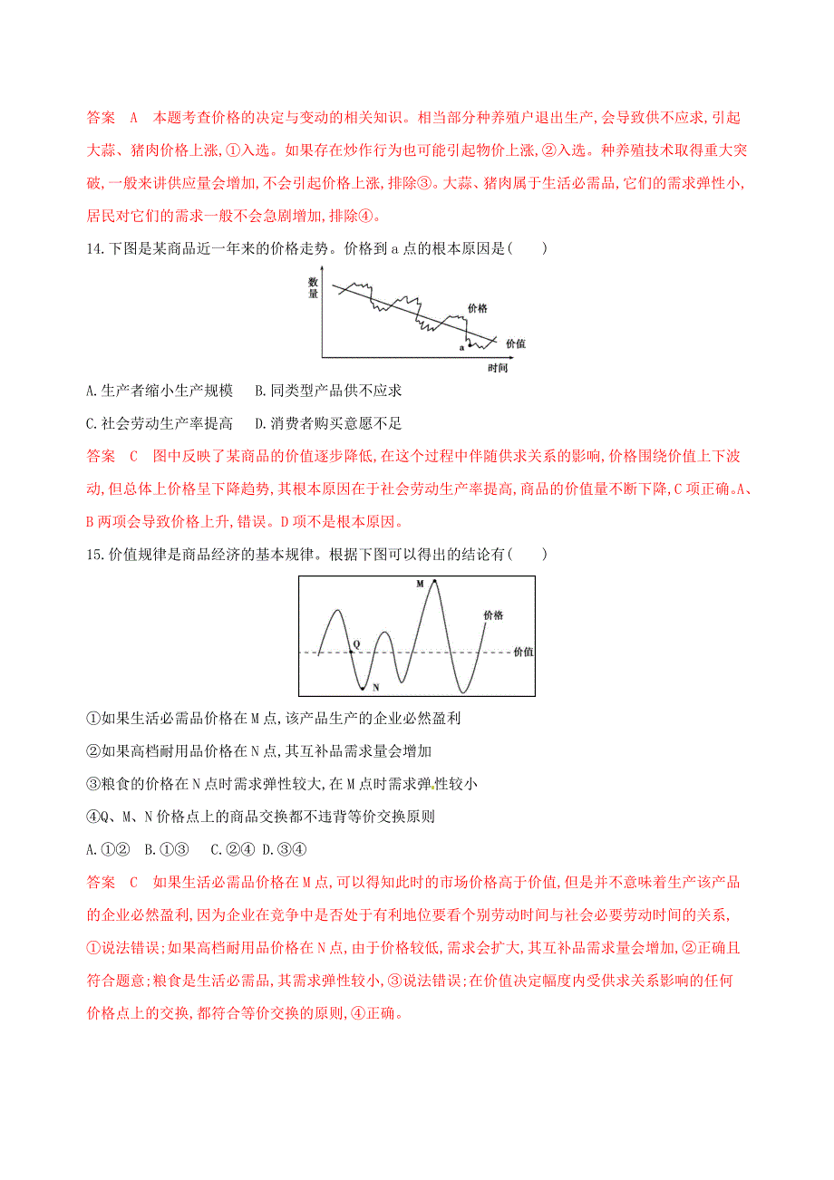 高考政治复习生活与消费多变的价格考能训练新人教版_第4页