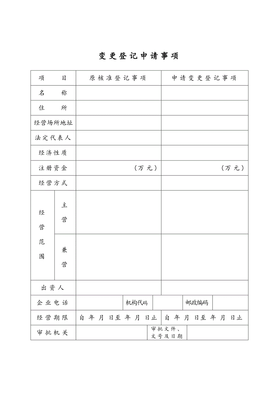 工商局业务表格--企业变更登记申请书_第2页