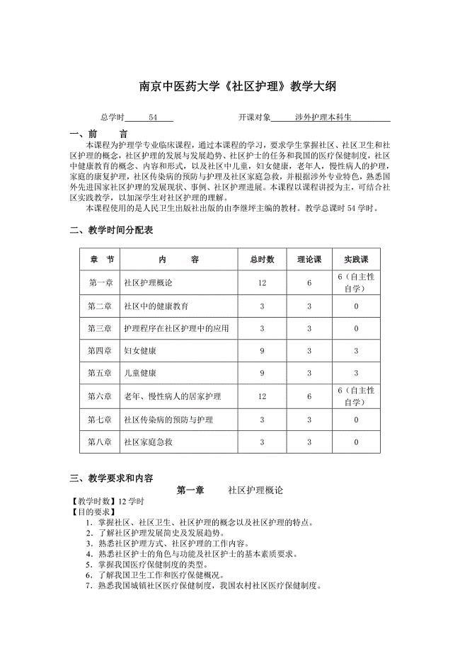 南京中医药大学大纲