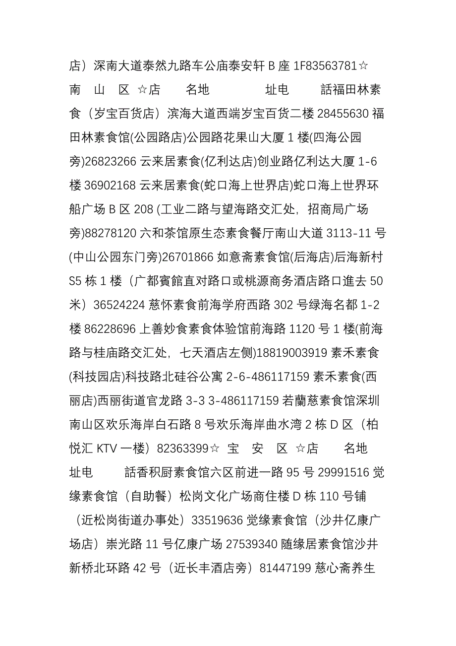 最新最全深圳市素食餐厅地址及电话_第3页