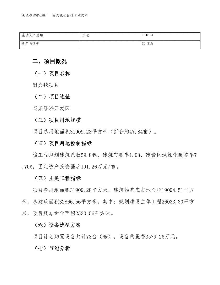 耐火毯项目投资意向书(总投资13000万元)_第5页