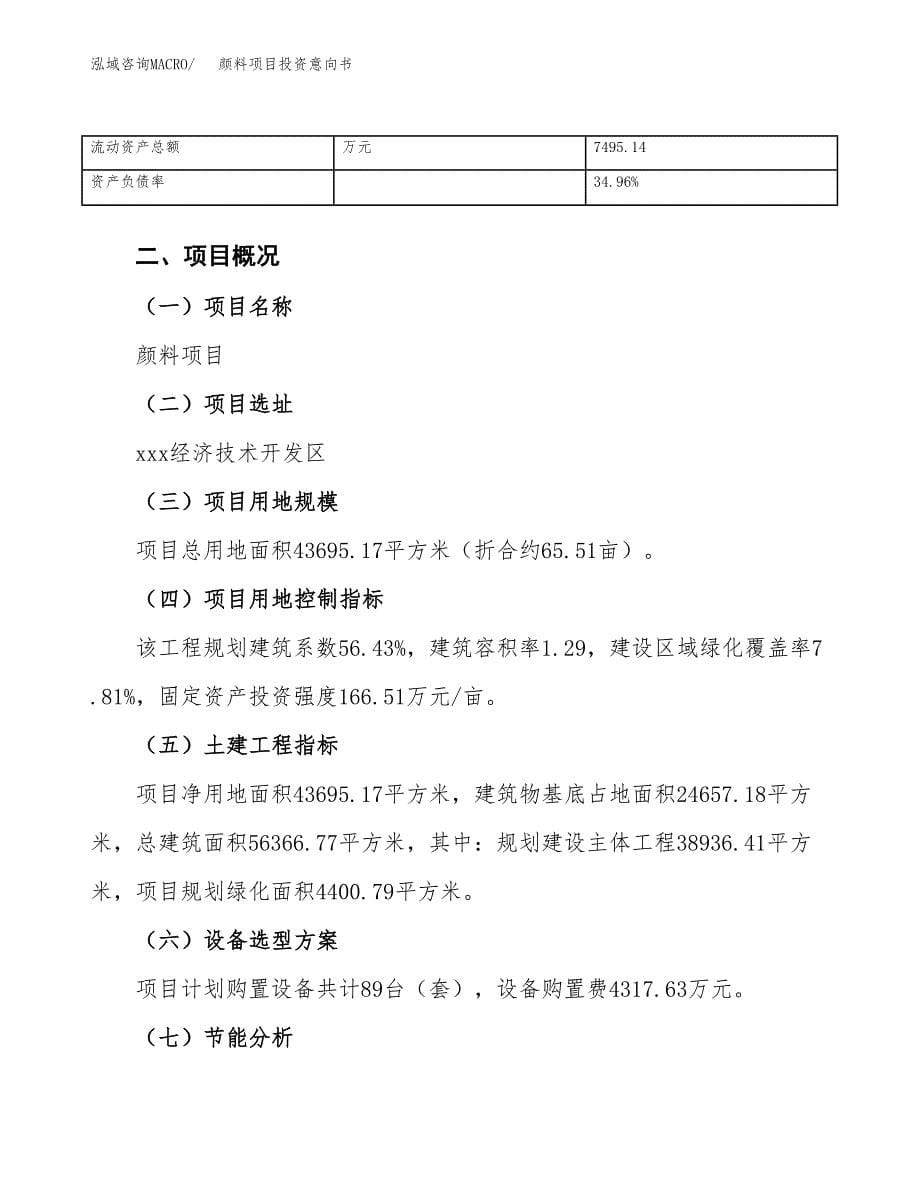 颜料项目投资意向书(总投资15000万元)_第5页