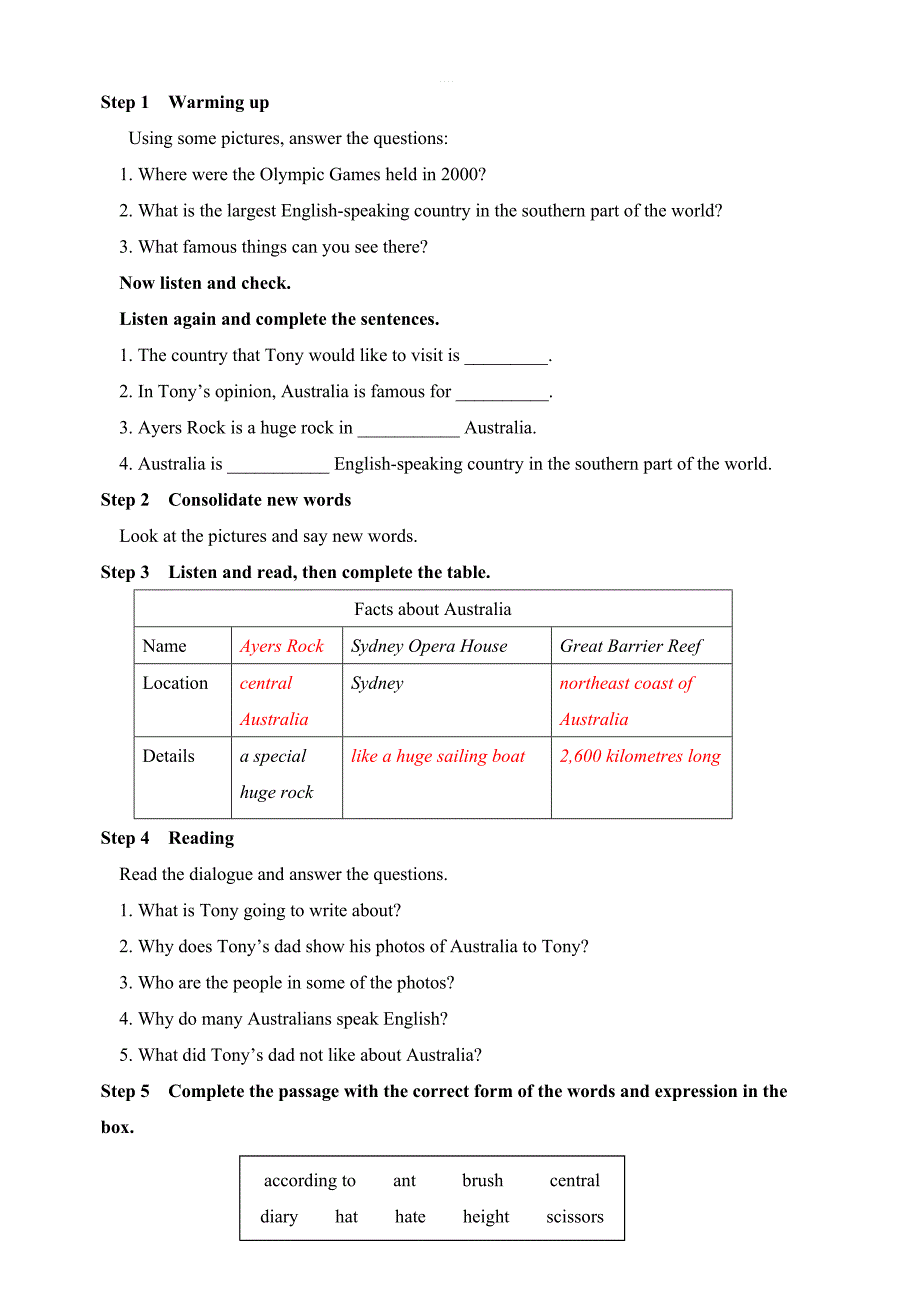 外研版英语九年级上Module10Australia教案_第2页