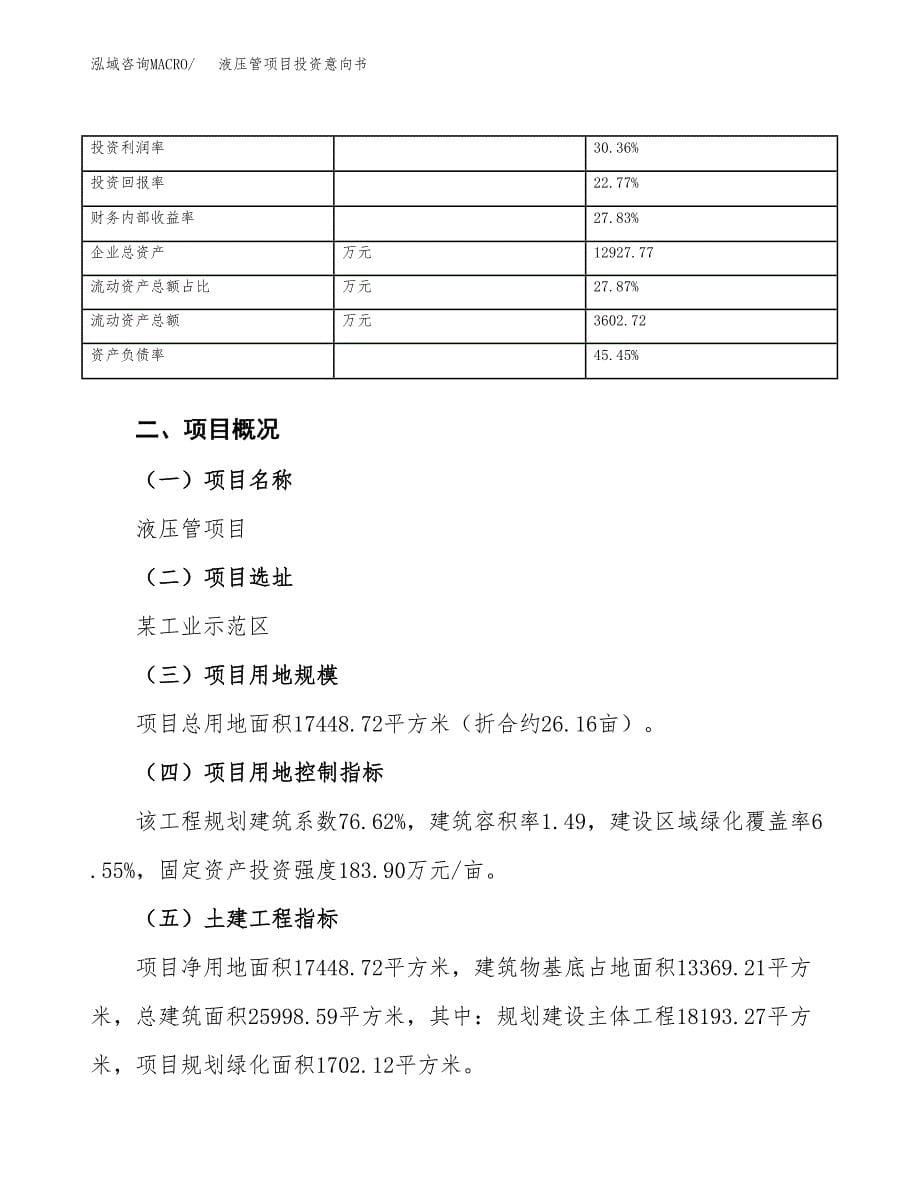 液压管项目投资意向书(总投资6000万元)_第5页