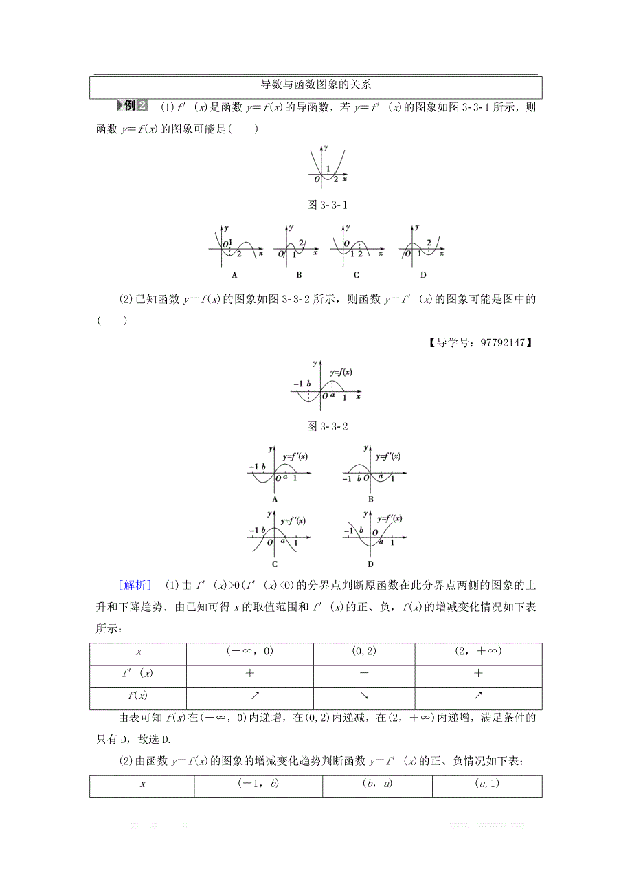2018年秋高中数学第三章导数及其应用3.3导数在研究函数中的应用3.3.1函数的单调性与导数学案新人教A版选修1_1_第4页
