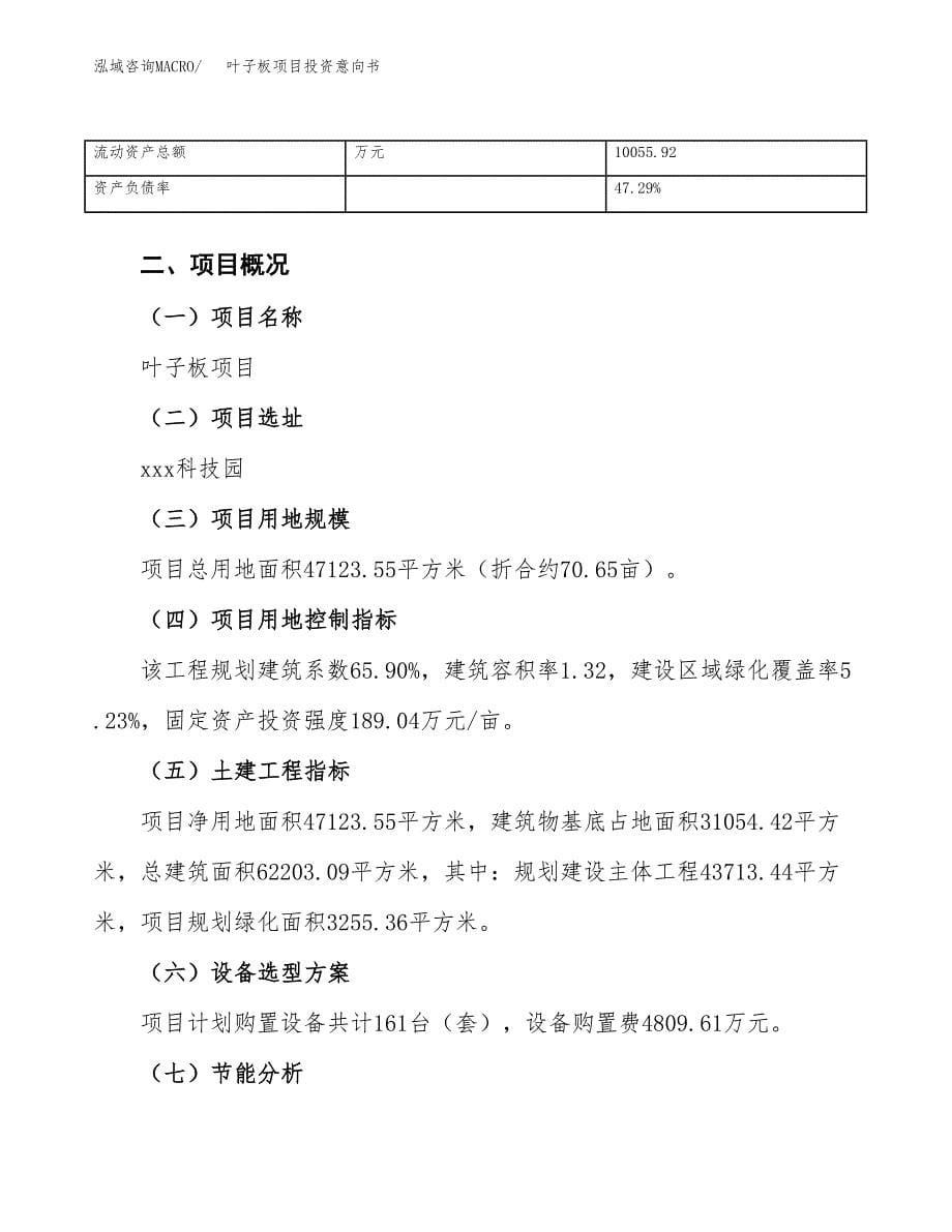 叶子板项目投资意向书(总投资17000万元)_第5页