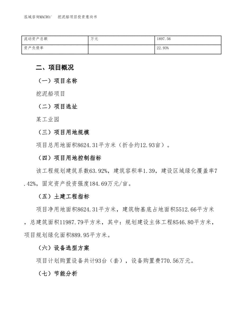 挖泥船项目投资意向书(总投资3000万元)_第5页