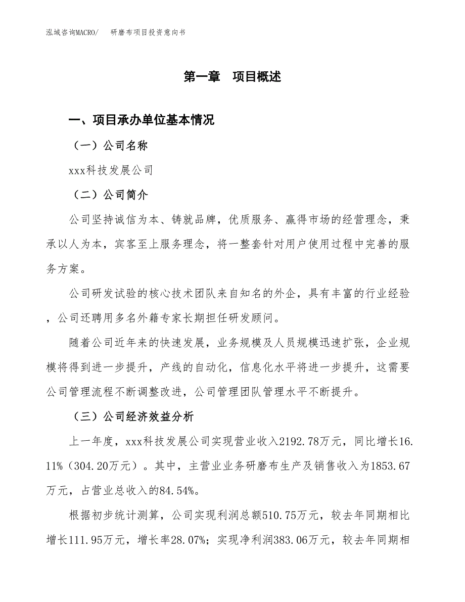 研磨布项目投资意向书(总投资3000万元)_第3页