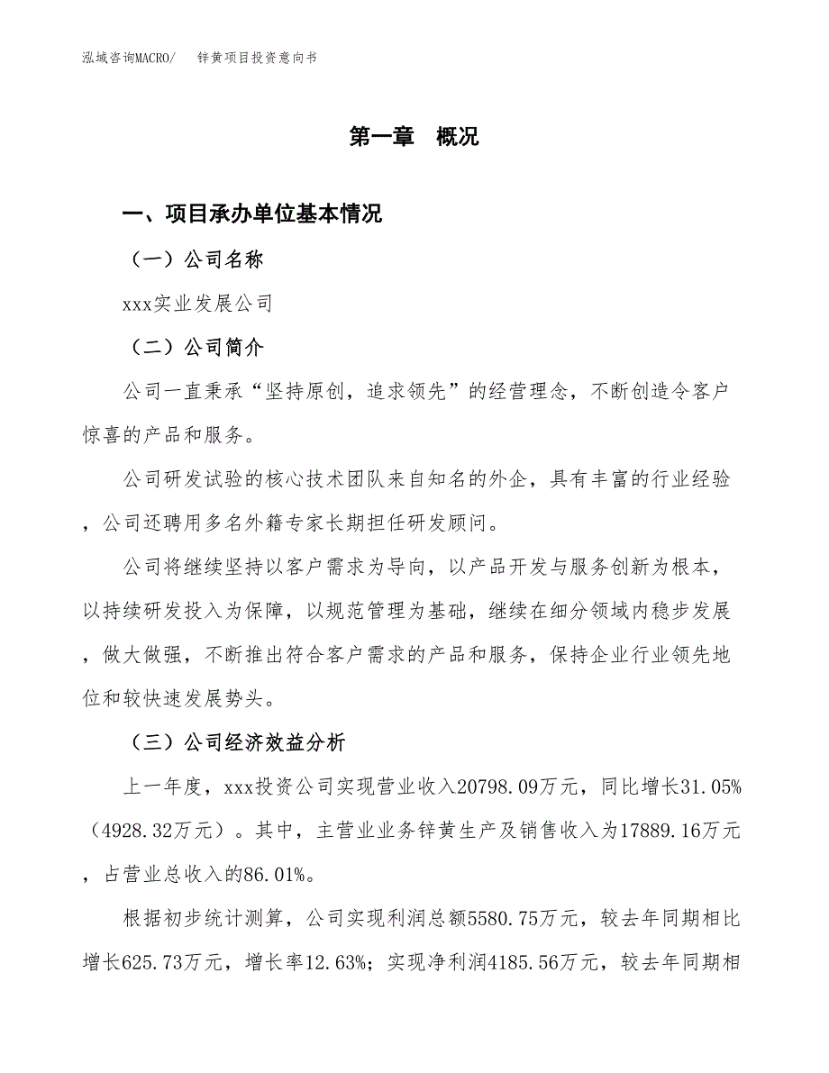 锌黄项目投资意向书(总投资19000万元)_第3页