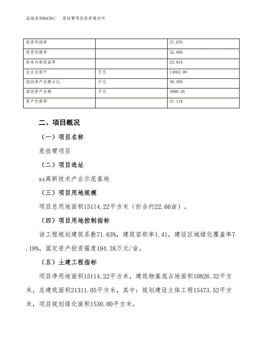 悬挂臂项目投资意向书(总投资6000万元)_第5页