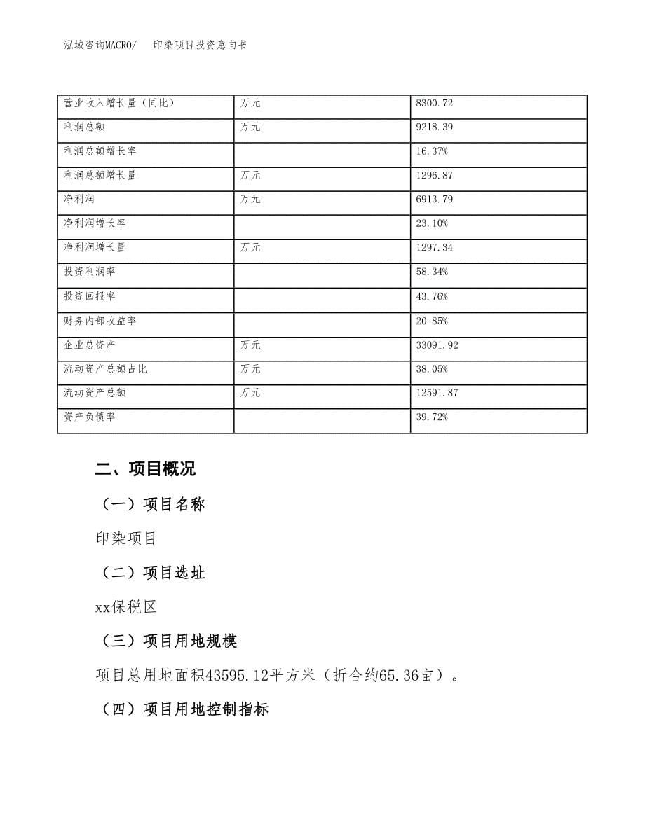 印染项目投资意向书(总投资17000万元)_第5页