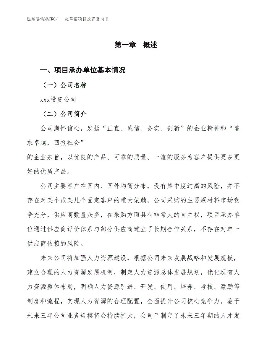 皮革帽项目投资意向书(总投资8000万元)_第3页