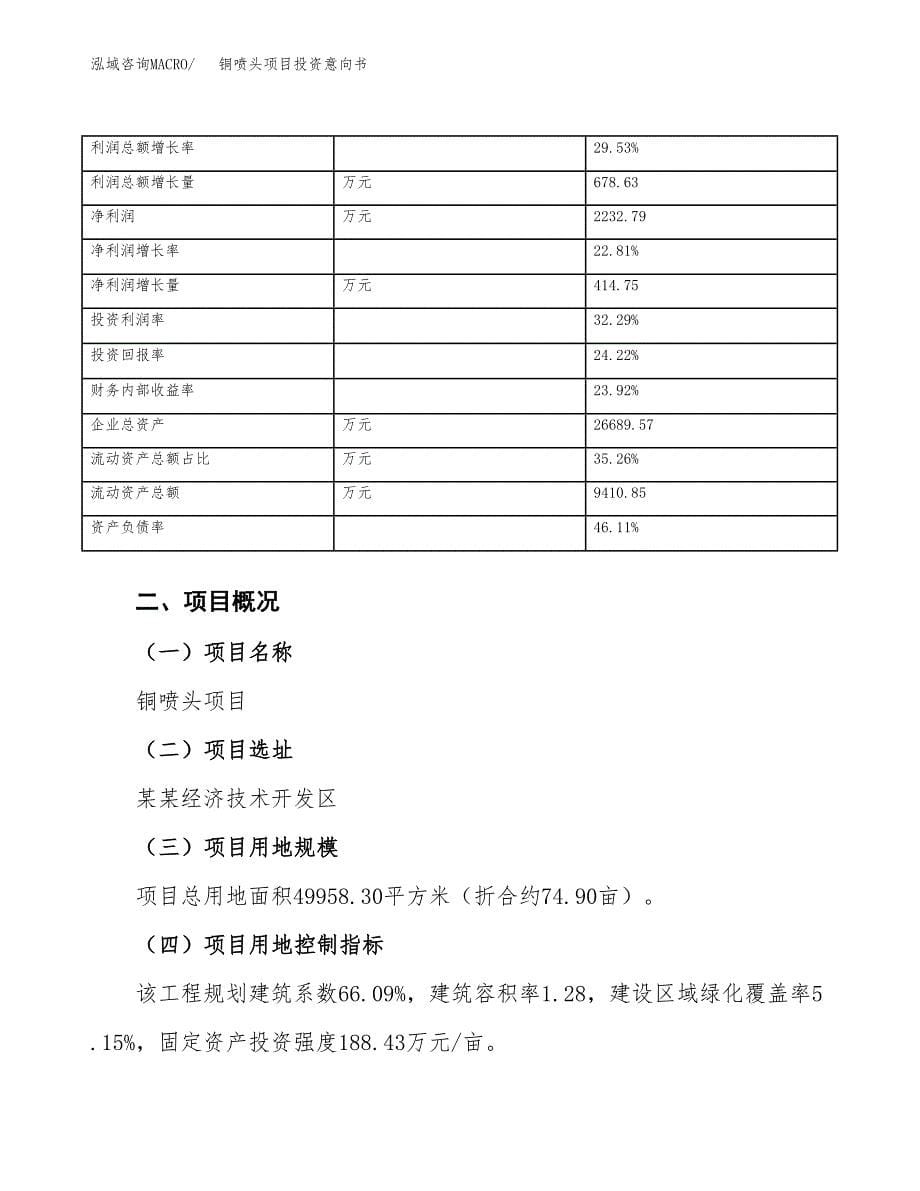 铜喷头项目投资意向书(总投资17000万元)_第5页