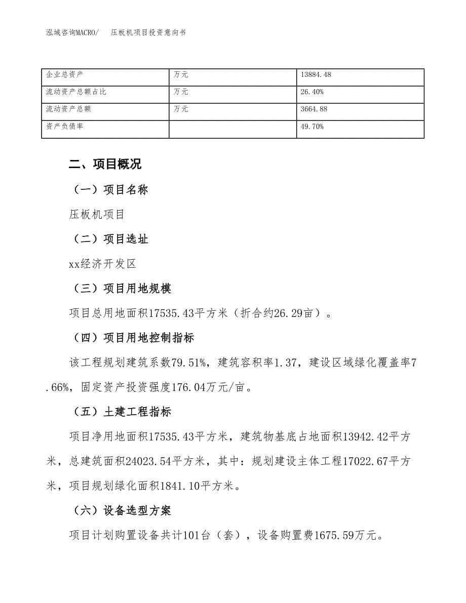 压板机项目投资意向书(总投资6000万元)_第5页