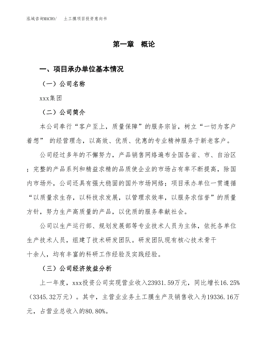 土工膜项目投资意向书(总投资17000万元)_第3页