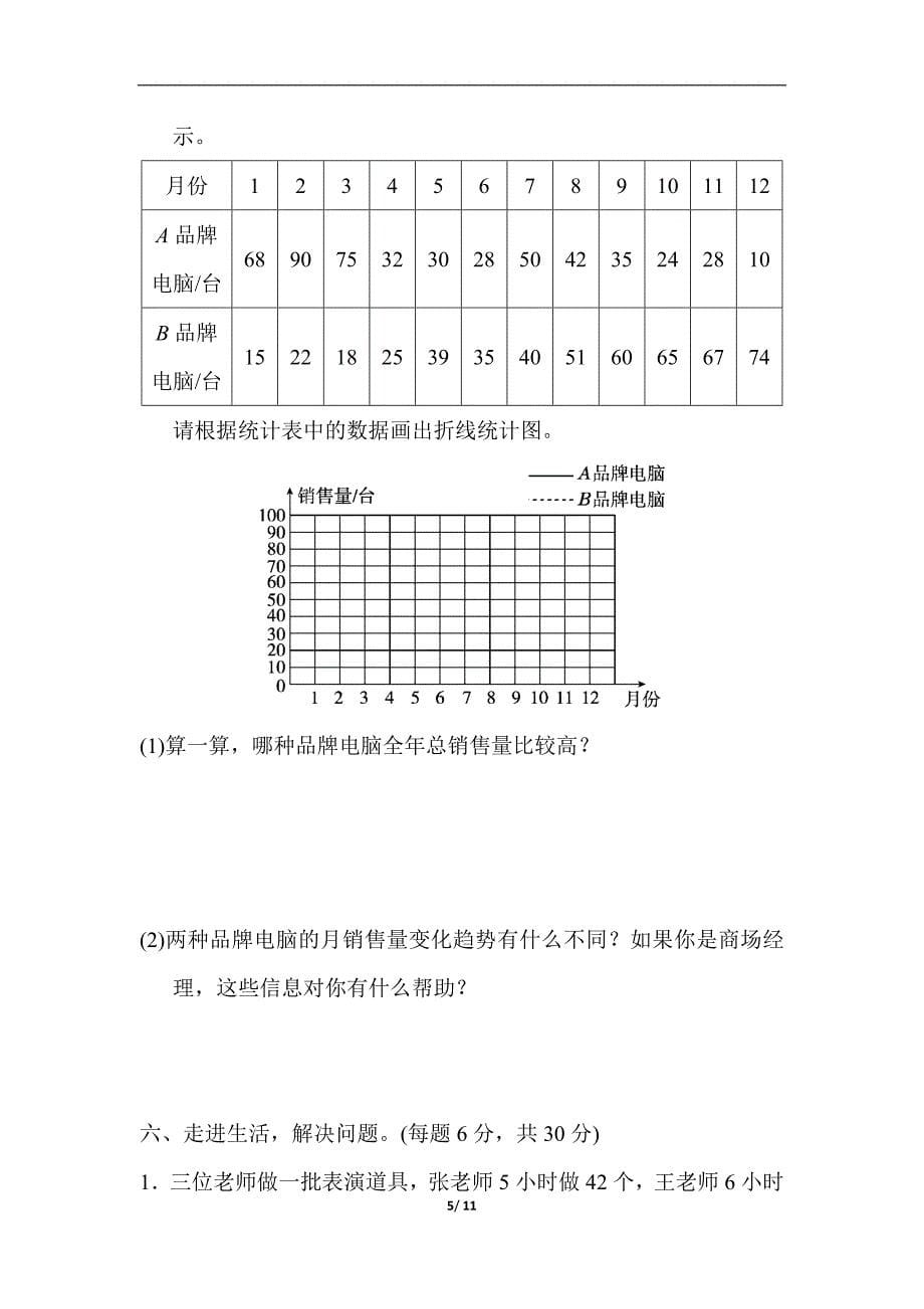 人教版五年级下册-期末总复习 南京市名校期末测试卷_第5页