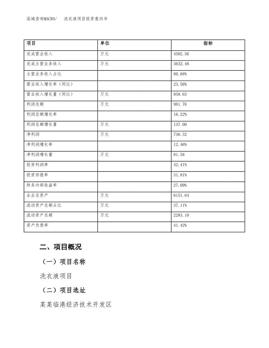 洗衣液项目投资意向书(总投资3000万元)_第5页