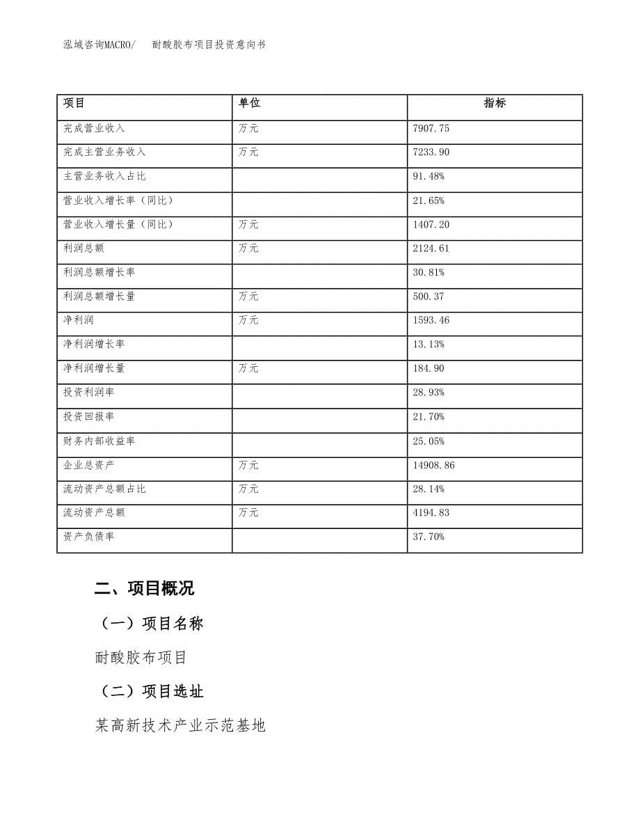 耐酸胶布项目投资意向书(总投资8000万元)_第5页