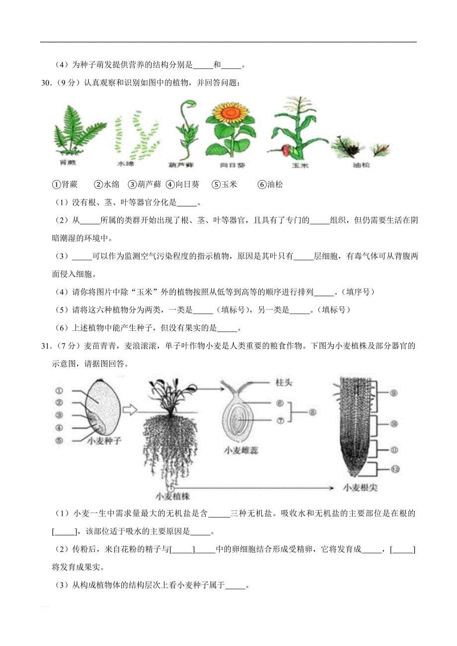 2018-2019学年福建省宁德市霞浦一中七年级（上）第二次月考生物试卷  精编含解析_第5页