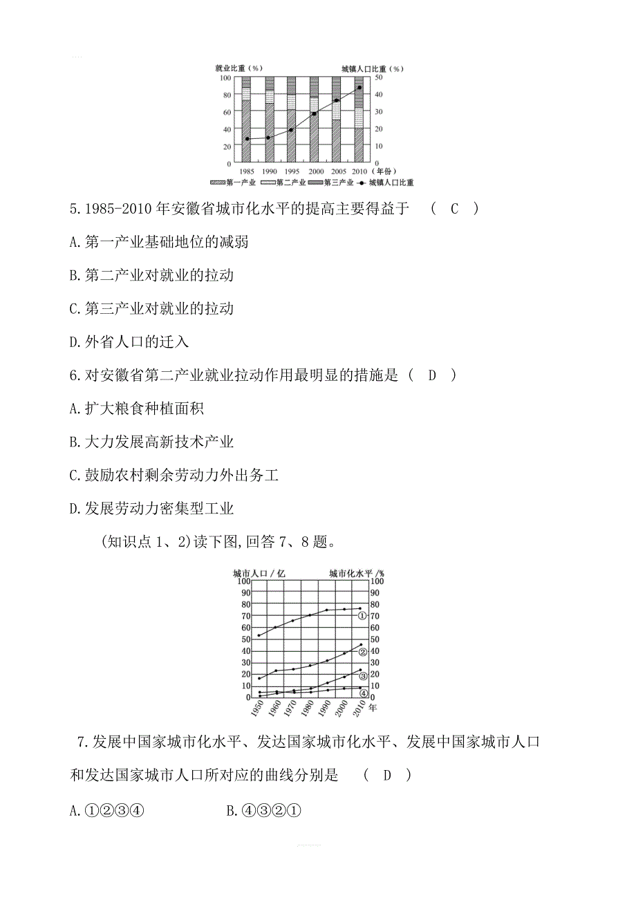 2019年湘教版地理必修二：第二章2.2城市化过程与特点分层训练进阶冲关含答案_第3页