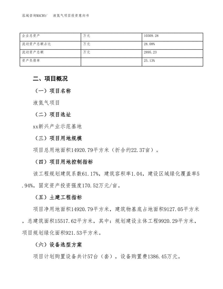 液氮气项目投资意向书(总投资5000万元)_第5页