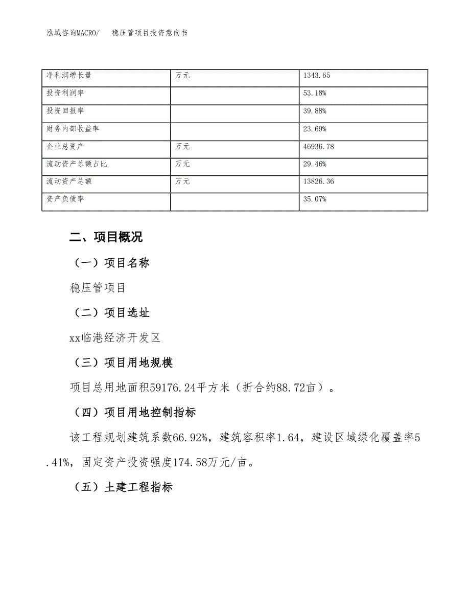 稳压管项目投资意向书(总投资21000万元)_第5页