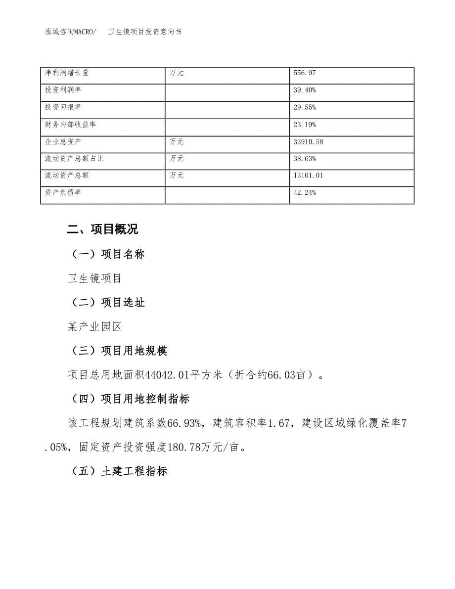 卫生镜项目投资意向书(总投资15000万元)_第5页