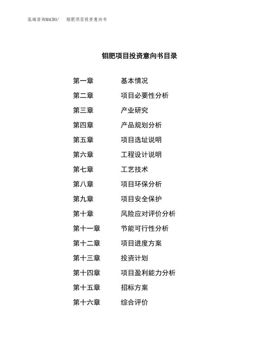 钼肥项目投资意向书(总投资13000万元)_第2页