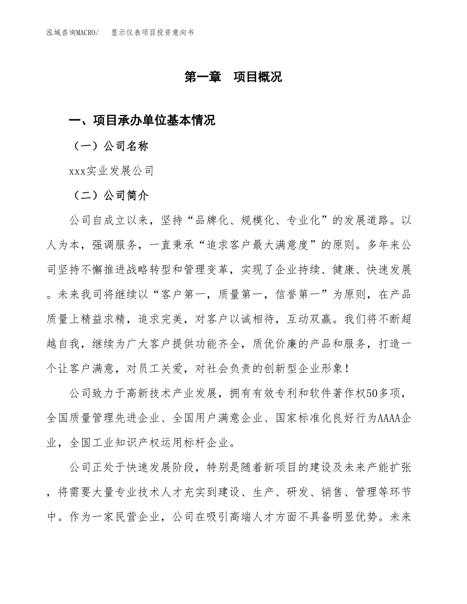 显示仪表项目投资意向书(总投资12000万元)_第3页