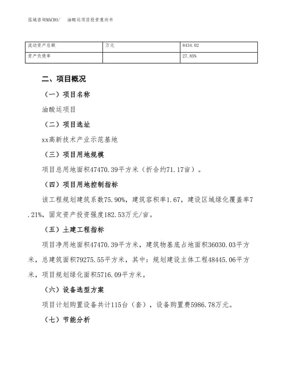 油酸运项目投资意向书(总投资19000万元)_第5页