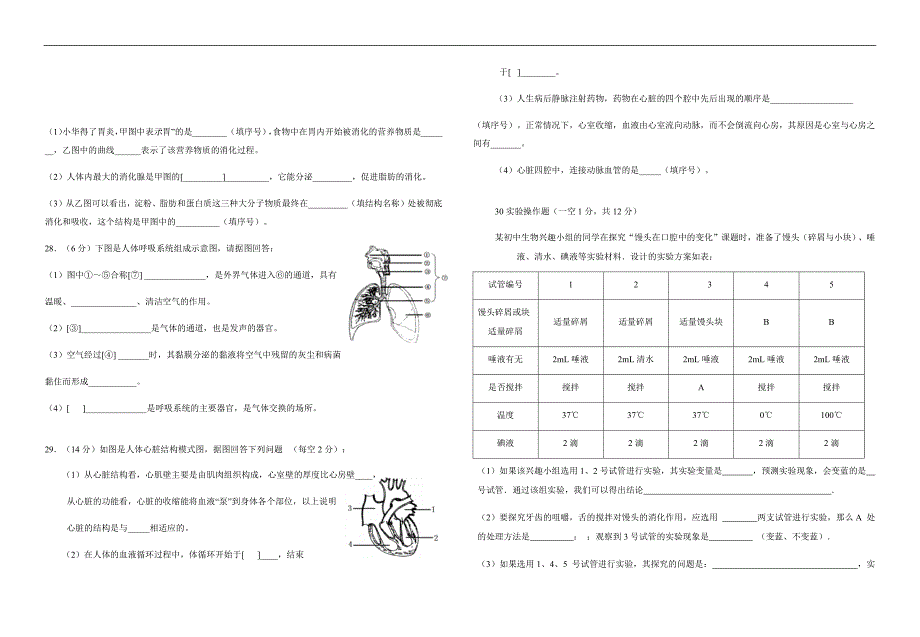 湖南省华容县东山中学2019年七年级下学期期中考试生物试卷_第3页