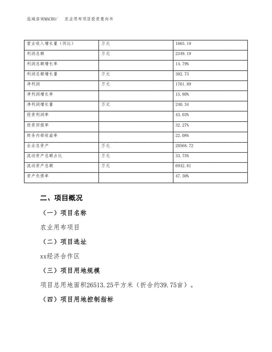 农业用布项目投资意向书(总投资9000万元)_第5页