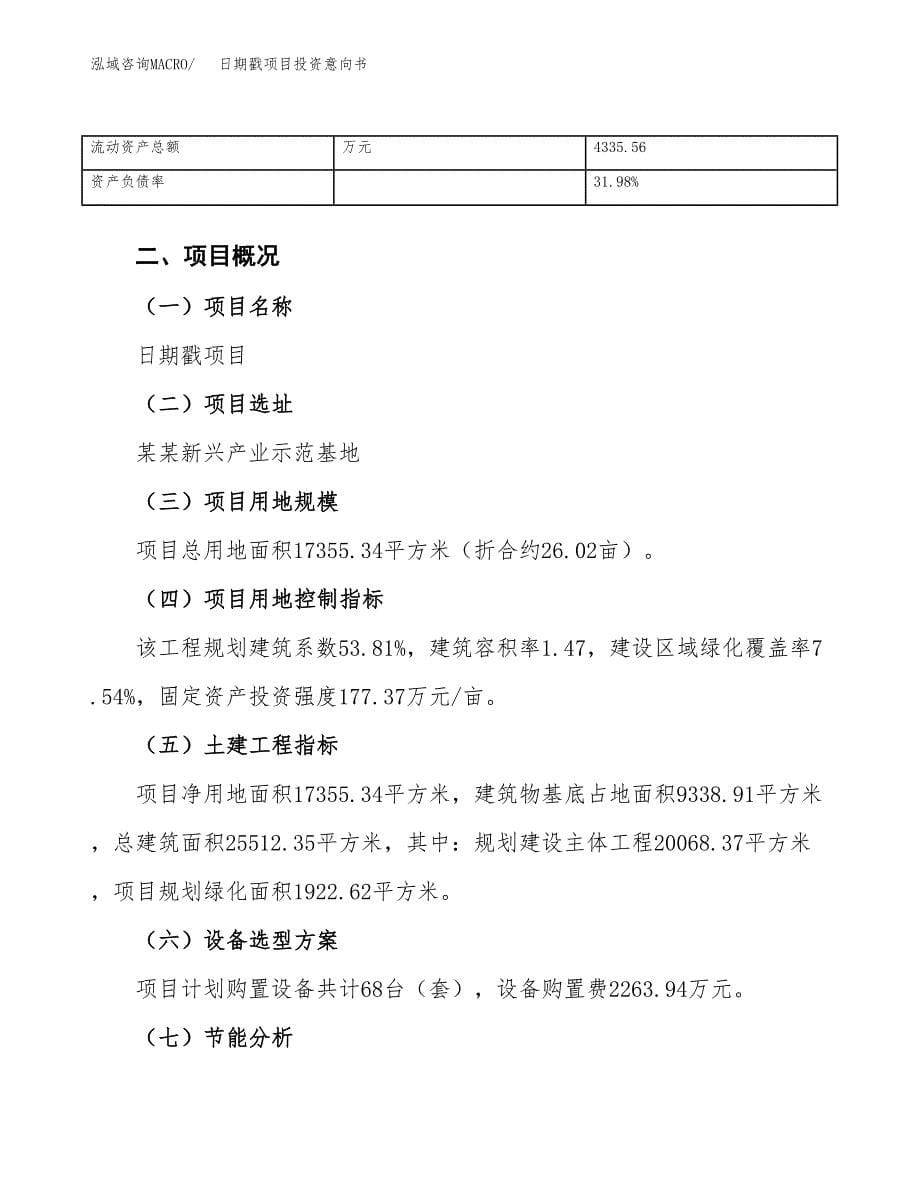 日期戳项目投资意向书(总投资6000万元)_第5页