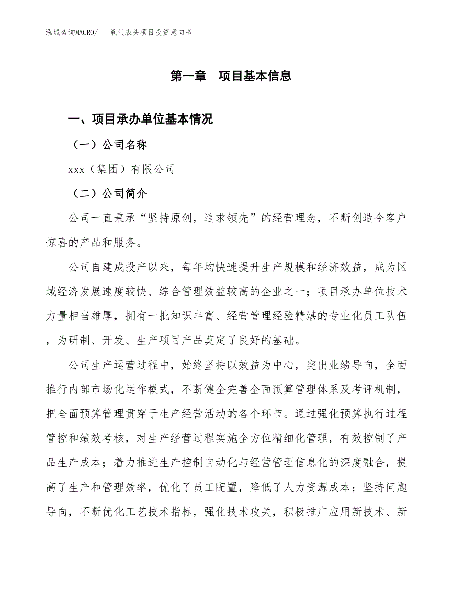 氧气表头项目投资意向书(总投资12000万元)_第3页